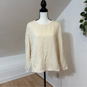Eileen Fisher Vintage Cream Silk Long Sleeve Women's Top Size 1